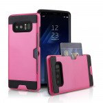 Wholesale Galaxy Note 8 Credit Card Armor Hybrid Case (Rose Gold)